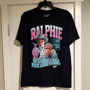 Black Graphic Tee with Pink & Blue Ralphie A Christmas Story